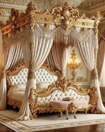 Royal Empress Canopy Bed – Hand-Carved Palace Luxury Four Poster Frame