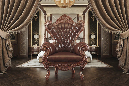 Royal Monarch Hand-Carved Throne Chair – Luxury Heritage Accent Seat