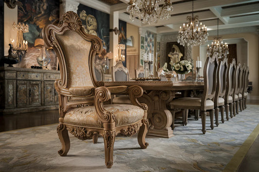 Imperial Crown Hand-Carved Dining Table Set – Royal Banquet Luxury Collection