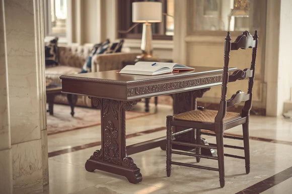 Heritage Classic Solid Wood Study Table – Elegant Writing Desk