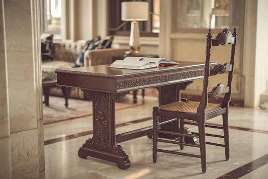 Heritage Classic Solid Wood Study Table – Elegant Writing Desk